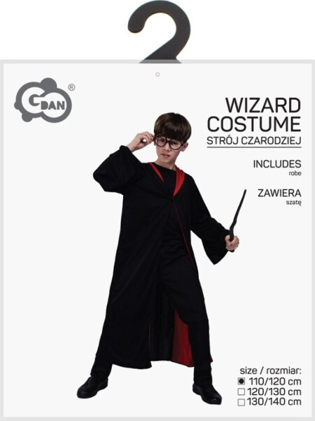 Kostým Čaroděj černo/červený 110/120 cm