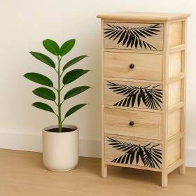 DumDekorace Komoda ZOFIA s 5 zásuvkami - boho design, 40 x 29 x 90 cm