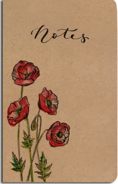 Notes linkovaný - A5 - kraft - vlčí máky