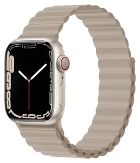 Devia Deluxe Sport 3 44/45/46mm khaki / Řemínek pro Apple Watch / Silikonový / Magnetické uchycení (6938595364877)