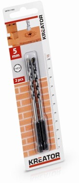 PowerPlus KRT011402 - 2 ks HEX Vrtáků do kamene a zdiva 5.0 x 105 mm