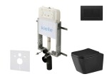 Kielle - Genesis New Set předstěnové instalace, klozetu Arkas I, Vortex Rimless+, sedátka softclose a tlačítka Gemini New III, matná černá 30528SZ96