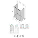 CERANO - Třístěnný sprchový kout Varone LINE U L/P - 6 mm - chrom, mléčné sklo - 90x90 - posuvný CER-DY505-9105