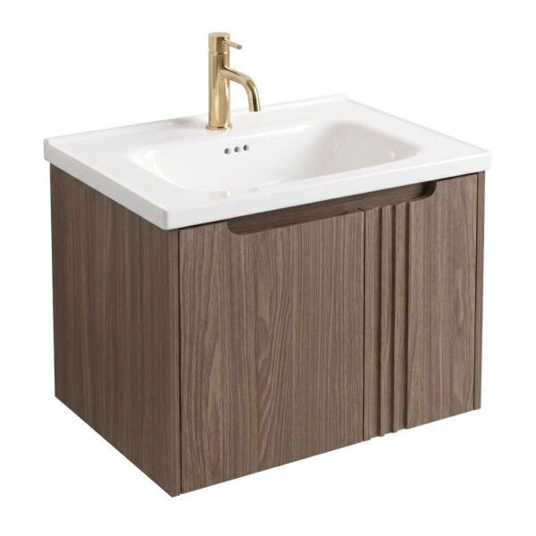 REA - Koupelnová skříňka s umyvadlem Rivo DB86-60L-1 Dark 60cm REA-M0604