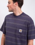 Tričko Carhartt WIP S/S Bert Pocket T-Shirt Bert Stripe, Shady Purple garment dyed