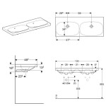 GEBERIT - Acanto Dvojumyvadlo 120x48 cm, bez otvoru pro baterii, s přepadem, bílá 500.628.01.2