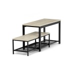 Botník 2 police, MDF dekor dub sonoma, kov - černý matný lak