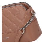 Módní prošívaná dámská koženková crossbody Freay, růžová