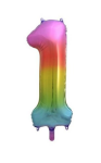 Mamido Foliový balónek číslo 1 duhový 85 cm