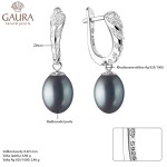 Stříbrné náušnice s perlou a zirkony Lucy Black, stříbro 925/1000, Černá