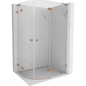 MEXEN/S - Lunar L sprchový kout čtvrtkruh křídlový pravá 100 x 70, transparent, měď kartáčovaná 833L-100P-070L-65-00