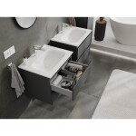 MEXEN/S - Orio koupelnová skříňka 60 cm s umyvadlem Vela, 2 zásuvky, grafit mat/bílá mat 91A10-06047-2-BFF66-W23M01