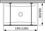 Pure Skleněná stěna pevná včetně dvou vzpěr, 1300x2000 mm, s úpravou Jika Perla Glass H2674210026681