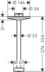 AXOR - One Sprchové rameno stropní, 30 cm, matná černá 48496670