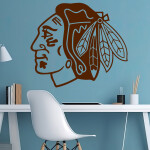 Samolepka Hokejový tým Chicago Blackhawks Barva: bílá, Velikost: 100 x 87 cm