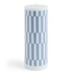 HAY Svíčka Column Candle Large, light blue and dusty blue check