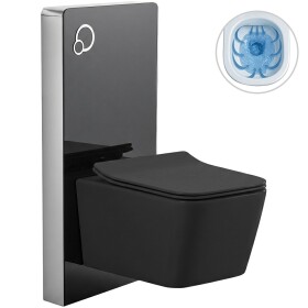 CERANO - Kompletní WC set Modul/Forte - černá matná - integrované WC tlačítko - pneumatický modul - 51x36 CER-979851