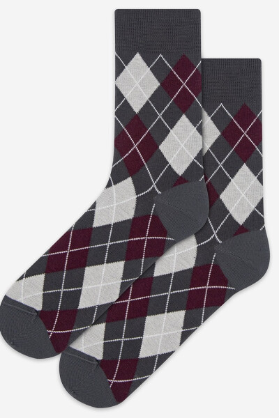 "CASUAL- Vzorované ponožky, pánské" červená švestka 39/41