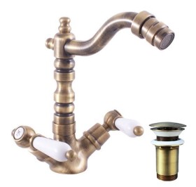 RAV Slezák - MORAVA RETRO - Bidetová baterie s výpustí, Stará mosaz (Bronz), 1/2" MK521.5/9SM