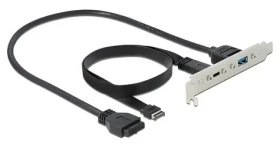 DeLock Slotová záslepka USB-C a USB-A černá / Adaptér do PC skříně / USB 3.2 Gen 2 / 0,5 m (89934)