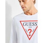 GUESS tričko Classic Logo Long-sleeve Tee bílé XL Bílá