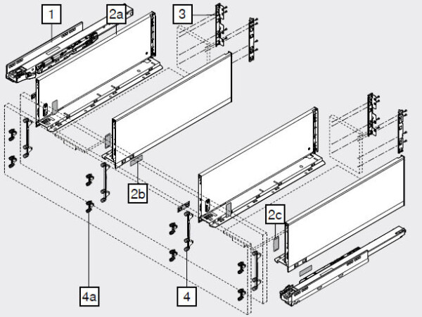 Blum K-BLUM Legrabox C Pure 450 mm/40 kg, Blumotion/TOB, Orion šedá, dřez :: expando, dřez (390457)