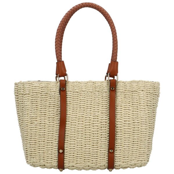 Módní dámská pletená kabelka na rameno Anika, krémová