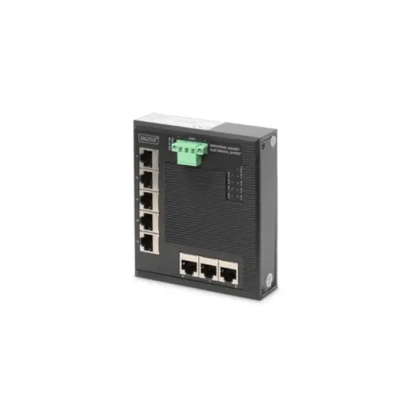 Digitus Switch Ind. černá / Switch / Průmyslový / 8x Gigabit / Unmanaged / DIN lišta (DN-651127)