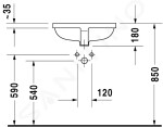 DURAVIT - Starck 3 Umyvadlo vestavné 490x365 mm, bez otvoru pro baterii, s WonderGliss, bílá 03054900001