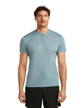 Pánské merino triko s krátkým rukávem, 1/4 zip ICEBREAKER Mens 125 Cool-Lite Speed SS Quarter Zip, Flint Blue velikost: M