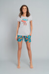 Dámské pyžamo Oceania, krátký rukáv, krátké kalhoty světlá melanž/potisk