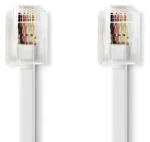 Nedis telefonní kabel bílo-transparentní / Telefonní kabel / RJ11 - RJ11 / Plochý / 5 m (TCGB90200WT50)