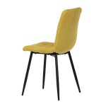 Židle jídelní, žlutá látka, černé kovové nohy