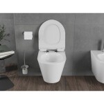 MEXEN/S - Rico Závěsná WC mísa Rimless Tornado včetně sedátka s slow slim, duroplast, bílá lesk 30720100T