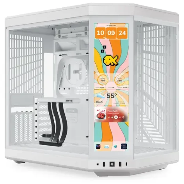 Hyte Y70 Touch Infinite bílá / E-ATX / 2x USB-A 3.2 / 1x USB-C 3.2 / průhledná bočnice / Riser kabel / displej (CS-HYTE-Y70TI-WW)