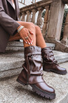 Dámské kozačky s ohrnutou holenicí do poloviny lýtka Darisa – čokoládové Velikost: 37