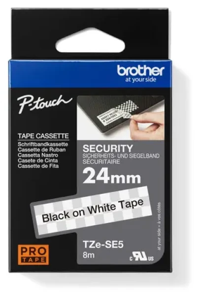 Brother TZe-SE5 bílá/černá / Plombovací páska / 24 mm / 8 m (TZESE5)
