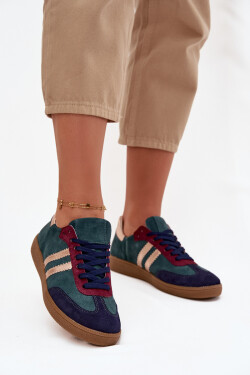 Zazoo N1068 Semišové Nízké Tenisky Dámské Tmavě Zelená 36