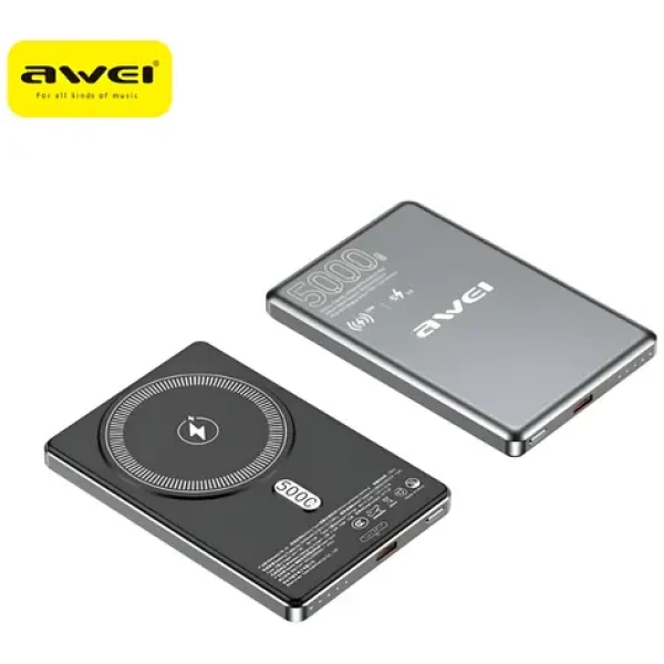 Awei PA-30 šedá / Powerbanka / MagSafe / 5000 mAh / 15 W bezdrátově (PA-30)