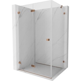 MEXEN/S - Lunar-F sprchový kout skládací dveře levá 90 x 80, transparent, różowe złot 836-090-080-60-00-L
