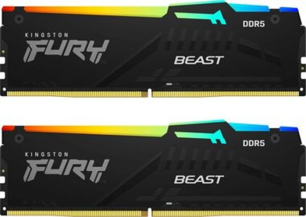 Kingston Fury Beast Black RGB 16GB (2x 8GB) DDR5 5200MHz / CL40 / DIMM / ECC / XMP (KF552C40BBAK2-16)