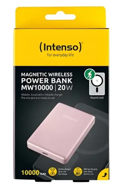 Intenso MW10000 růžová / Magnetická bezdrátová powerbanka / 10000 mAh / MagSafe / USB-C 20W (7344033)