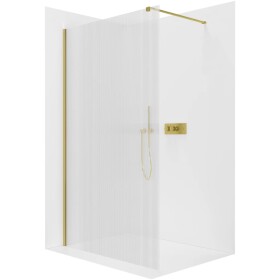 CERANO Sprchová zástěna Walk-in Onyx Cube L/P - 8 mm - hranatá vzpěra - zlatá, rýhované sklo - 90x200 cm