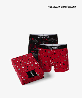 Pánské boxerky Love ATLANTIC 2Pack dárková krabička černá, červená Velikost: