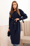 Dámský kabát v pase se zavazováním s límcem granátový UNI