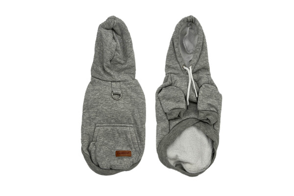 Cotex bavlněná mikina pro psa s poutkem Barva: Šedá, Délka zad (cm): 28, Obvod hrudníku: 36 - 42 cm