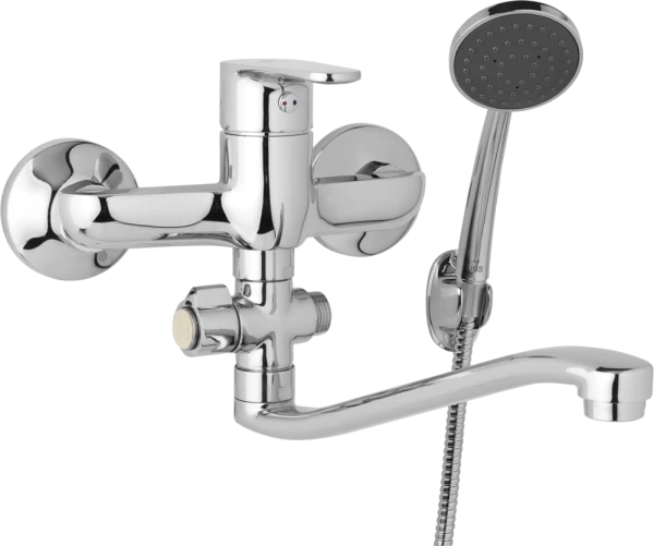 JB Sanitary Nástěnná umyvadlová a sprchová baterie TIRA, rozteč 150 mm, otočný přepínač, s příslušenstvím, S ramínko 300 mm D10 37 41