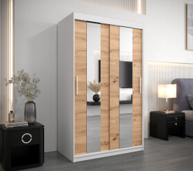 Šatní skříň Abi Po Barva korpusu: Bílá, Rozměry: 120 cm, Dveře: Dub artisan