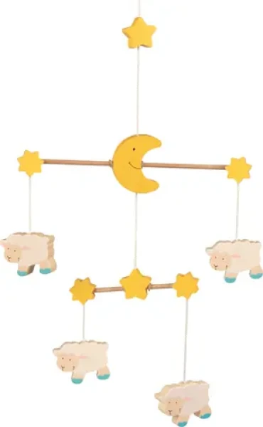 GOKI Dřevěný závěsný kolotoč Ovečky a hvězdičky