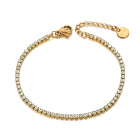 Jemný ocelový náramek se zirkony Juliana Gold - chirurgická ocel, Zlatá 17 cm + 3 cm (prodloužení)